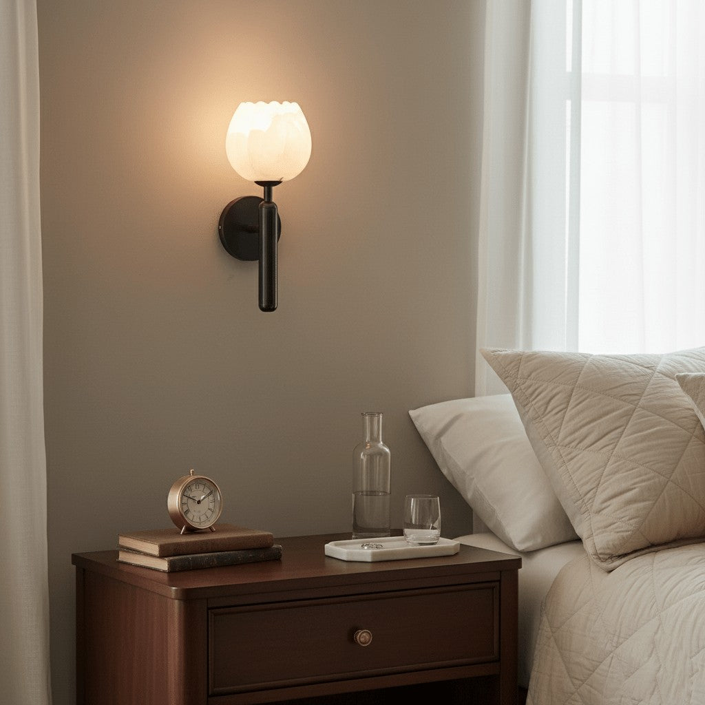 Mian Alabaster Blossom Wall Light, Bedroom Wall Sconce, detail 10