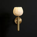 Mian Alabaster Blossom Wall Light, Bedroom Wall Sconce, Brass, ∅ 5.1″ x H 12.2″