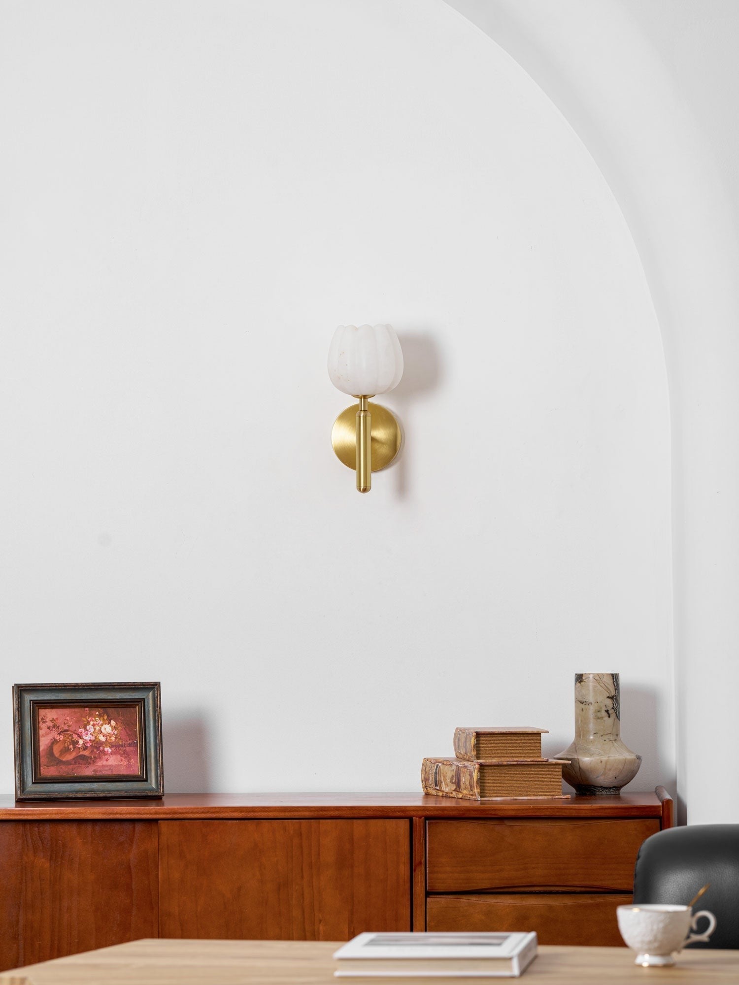 Mian Alabaster Blossom Wall Light, Bedroom Wall Sconce, detail 37