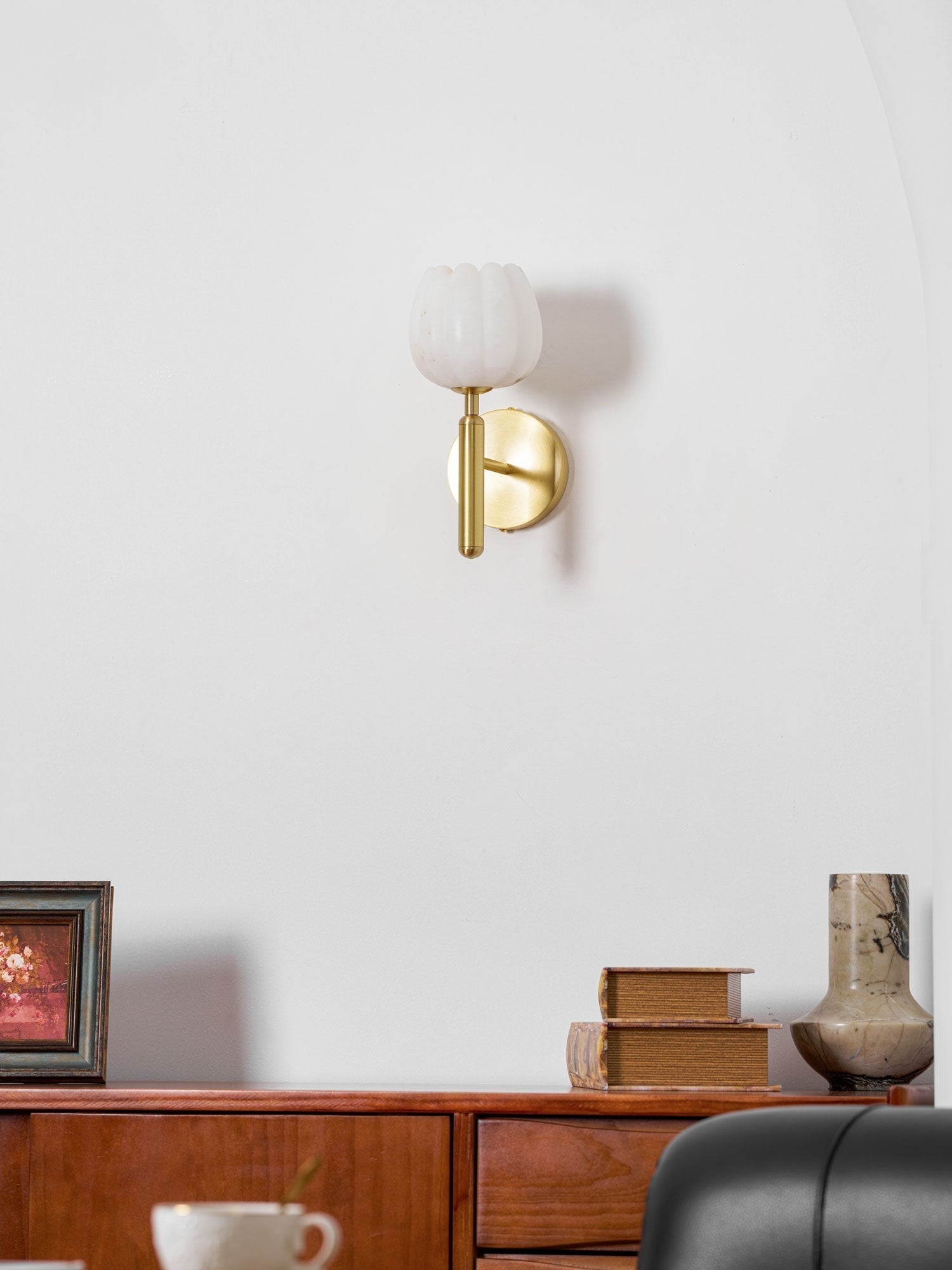 Mian Alabaster Blossom Wall Light, Bedroom Wall Sconce, detail 38