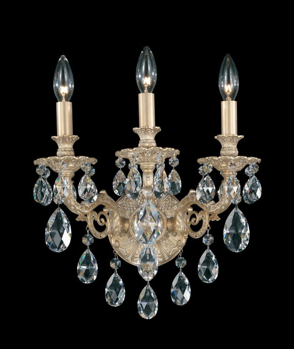 Renaissance Wall Light, 3-Light, Antique Silver, Clear Crystal, 22"H - Option 2, Hardwired Wall Sconce, detail 2