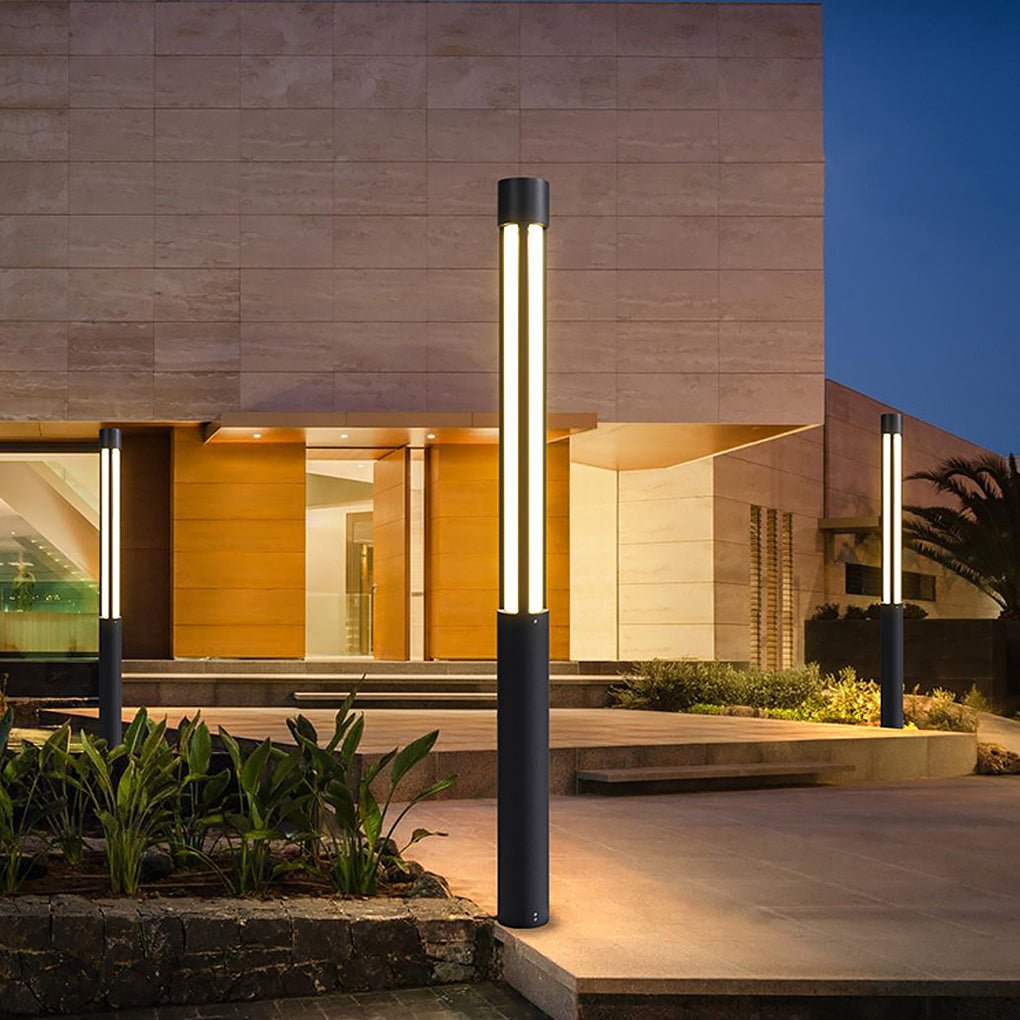Cylinder Shaped LED Black Contemporary Exterior Post Lights Pole Lamp Path Lights, Night Light, detail 5