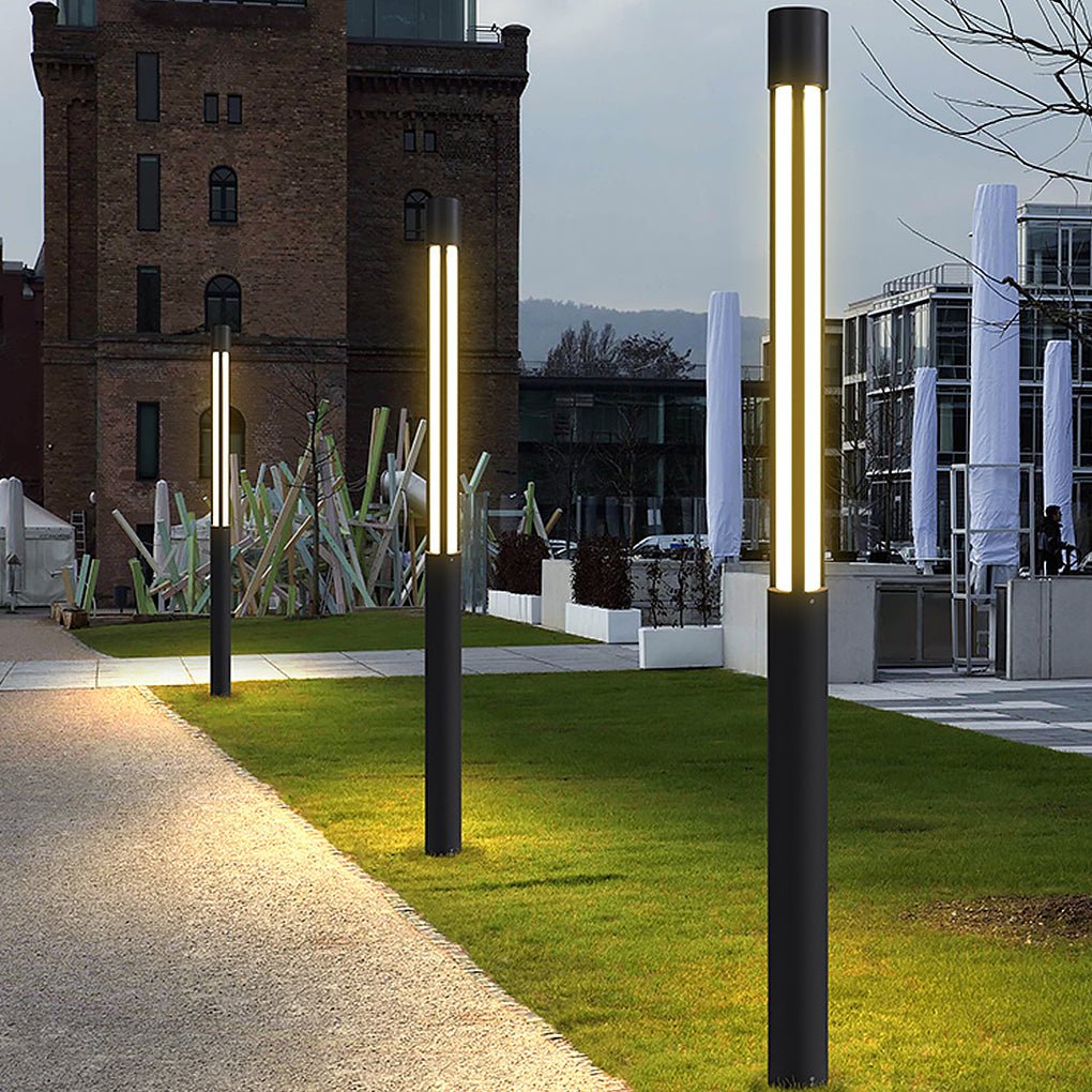 Cylinder Shaped LED Black Contemporary Exterior Post Lights Pole Lamp Path Lights, Night Light, detail 3