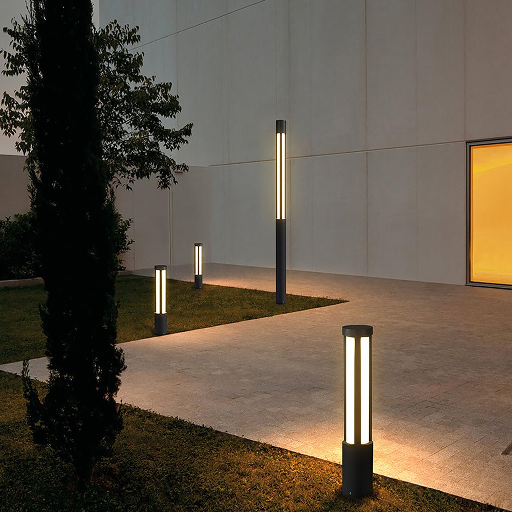 Cylinder Shaped LED Black Contemporary Exterior Post Lights Pole Lamp Path Lights, Night Light, detail 6