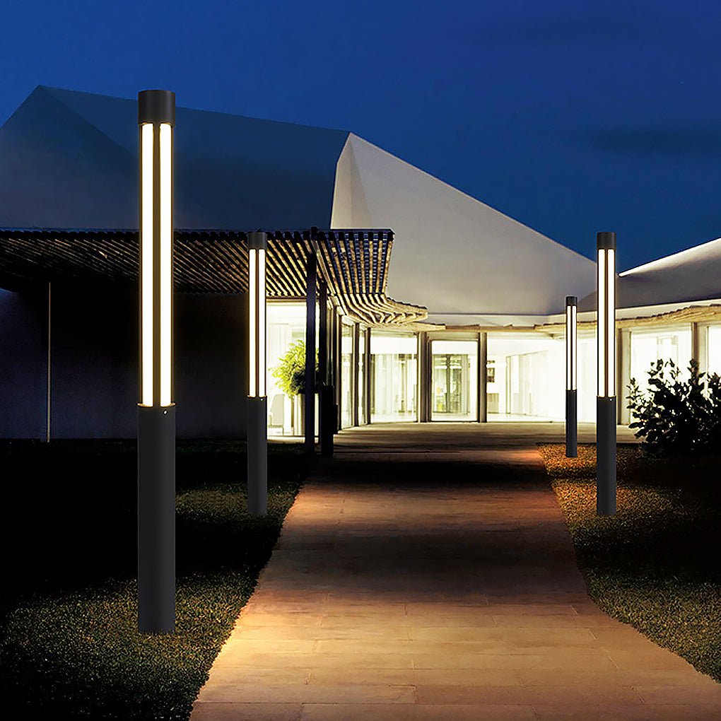 Cylinder Shaped LED Black Contemporary Exterior Post Lights Pole Lamp Path Lights, Night Light, detail 2