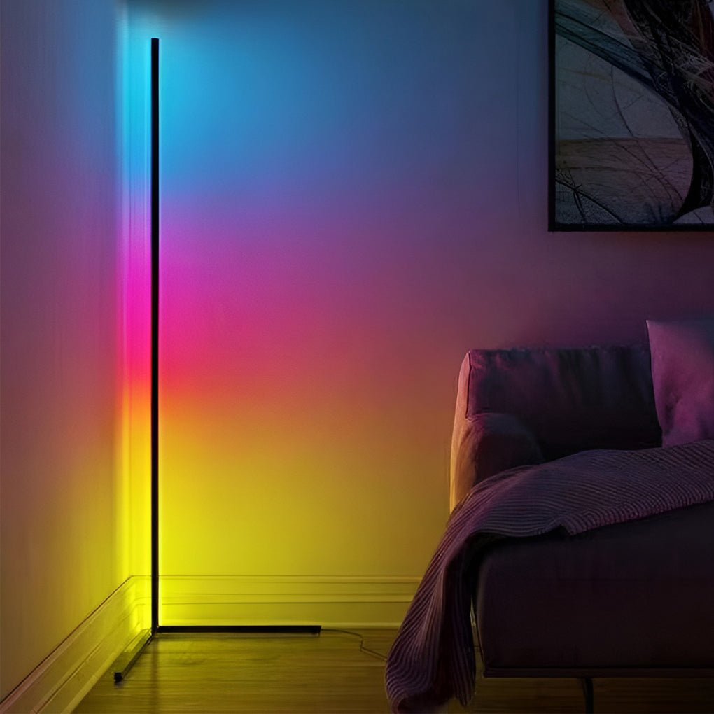 Remote Control RGB Dimmable LED Corner Floor Light, Floor Lamp, H 55.91in