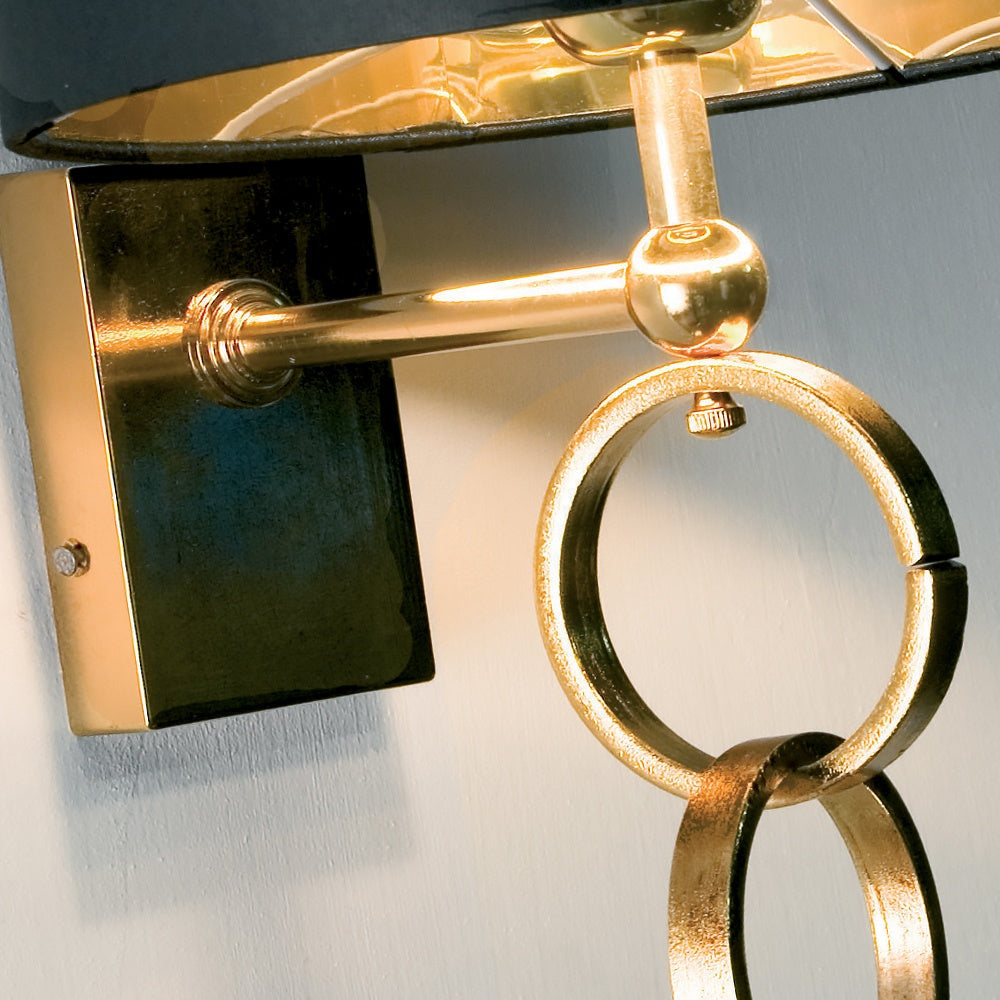 Contemporary Italian Black And Gold Wall Light, Bedroom Wall Sconce, detail 3