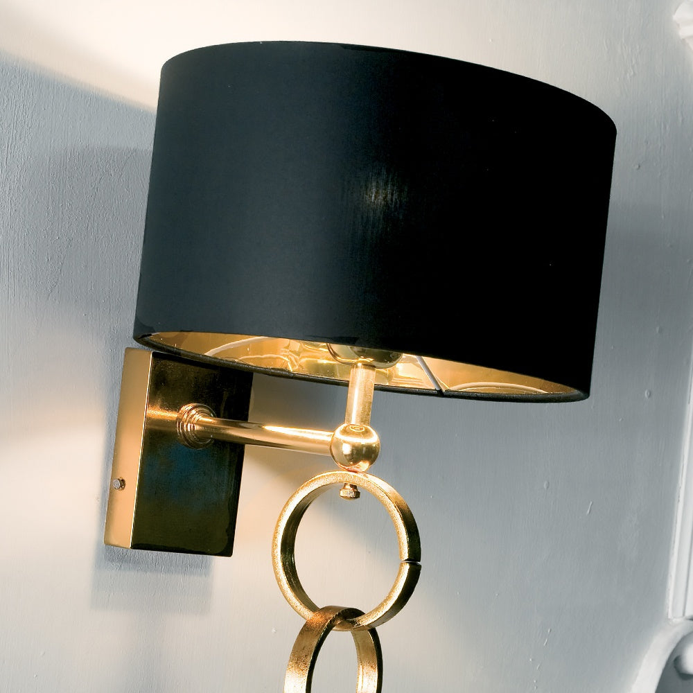 Contemporary Italian Black And Gold Wall Light, Bedroom Wall Sconce, detail 2