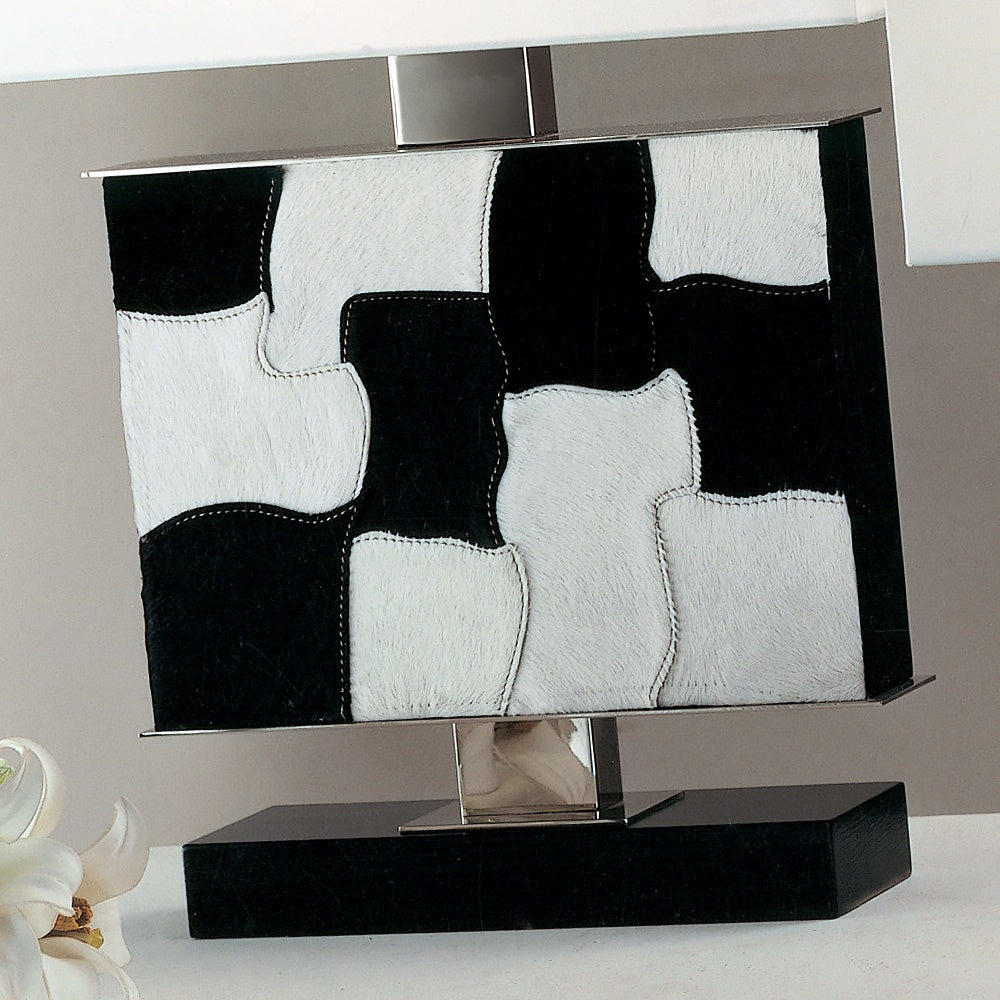 Contemporary Italian Black And White Hide Table Light, Bedside Table Lamp, detail 2