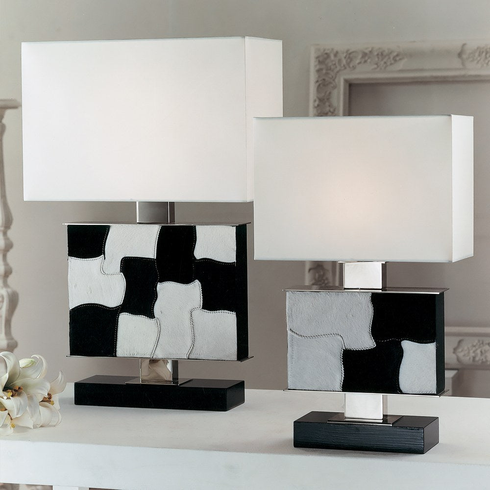 Small Contemporary Italian Black And White Hide Table Light, Bedside Table Lamp, detail 3