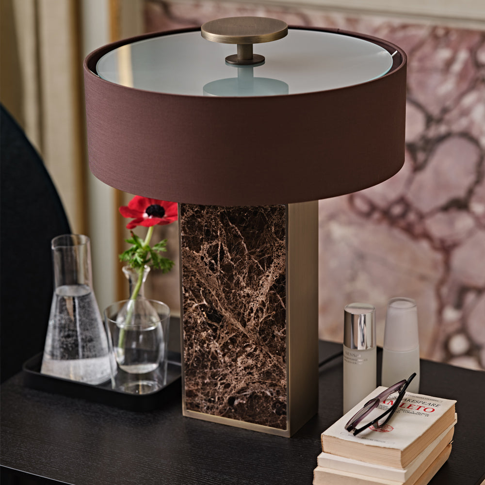Contemporary Marble Designer Bronze Table Light, Bedside Table Lamp, detail 2