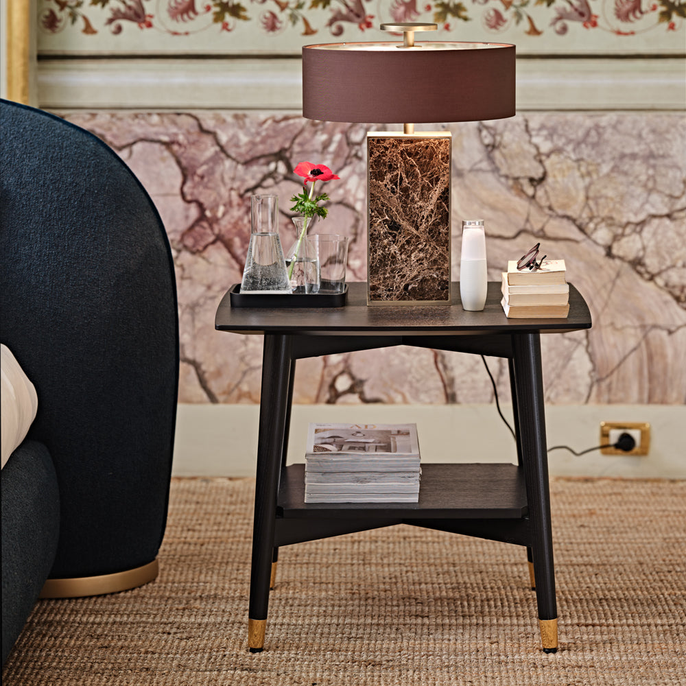 Contemporary Marble Designer Bronze Table Light, Bedside Table Lamp, detail 6