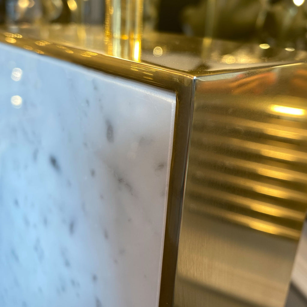 Contemporary Marble Designer Gold Table Light With Blue Shade, Bedside Table Lamp, detail 3