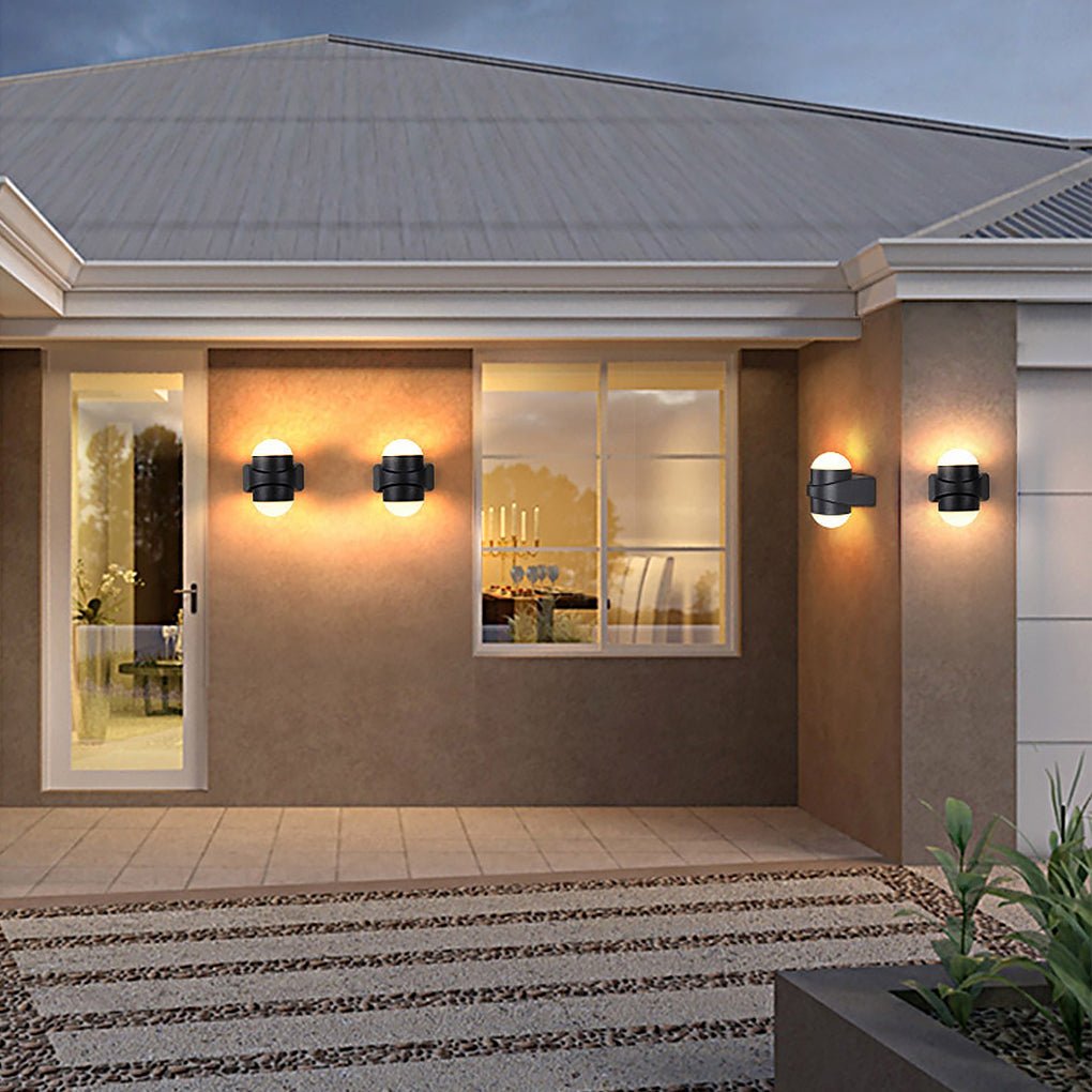 Circular Waterproof LED Black Contemporary Up and Down Lights Exterior Wall Fixtures, Outdoor Wall Light, detail 4