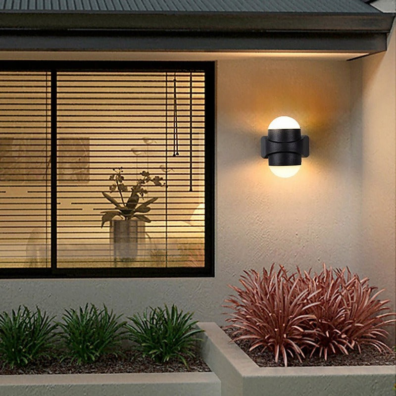 Circular Waterproof LED Black Contemporary Up and Down Lights Exterior Wall Fixtures, Outdoor Wall Light, detail 2