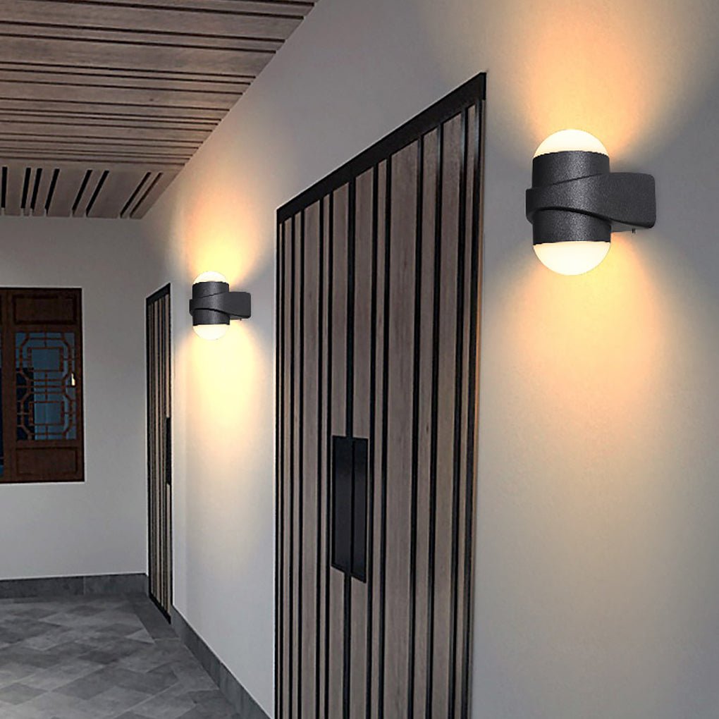 Circular Waterproof LED Black Contemporary Up and Down Lights Exterior Wall Fixtures, Outdoor Wall Light, detail 5