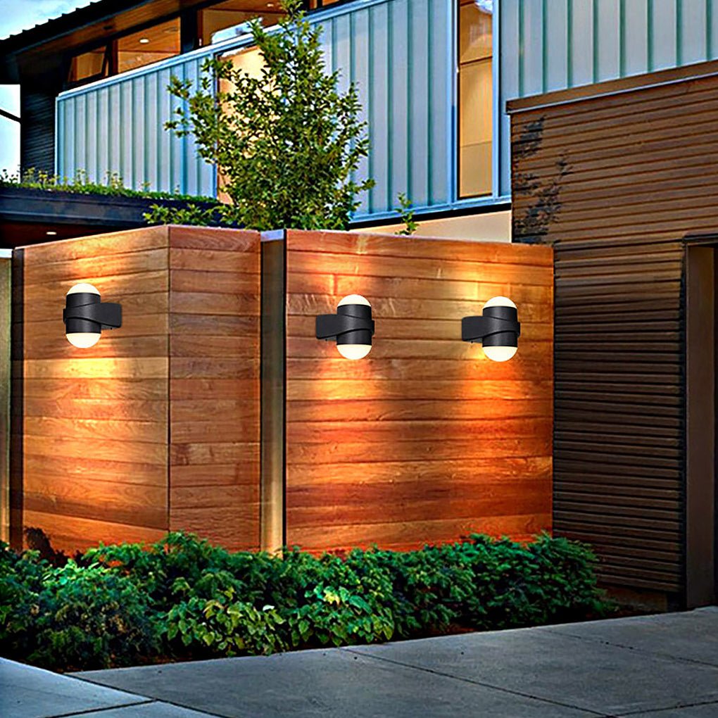 Circular Waterproof LED Black Contemporary Up and Down Lights Exterior Wall Fixtures, Outdoor Wall Light, detail 3