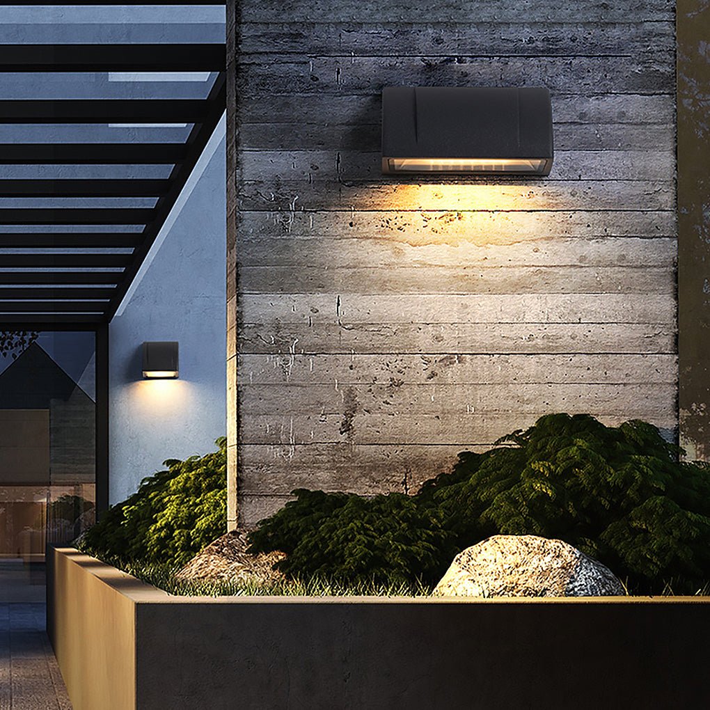 Contemporary Clean-Lined Waterproof Exterior LED Wall Light for Patio Balcony Garden, Outdoor Wall Light, W 7.87in x D 3.66in x H 4.13in