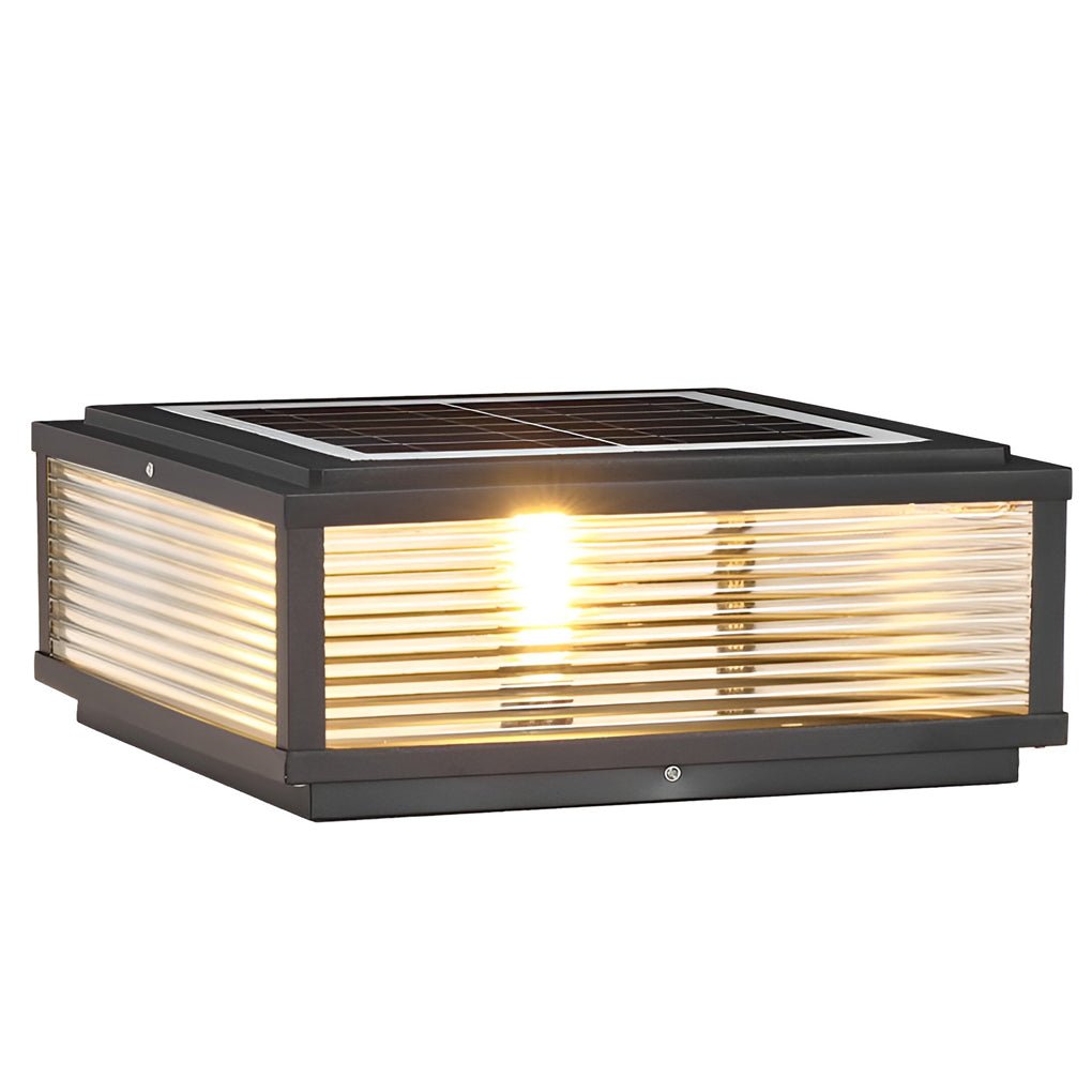 Square Ribbed Glass Exterior Pier Mount Post Light - Outdoor Light, Outdoor Wall Light, detail 12