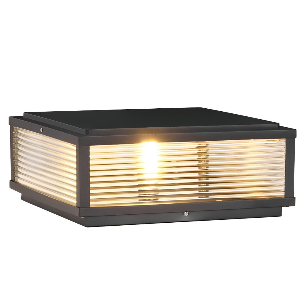 Square Ribbed Glass Exterior Pier Mount Post Light - Outdoor Light, Outdoor Wall Light, detail 11