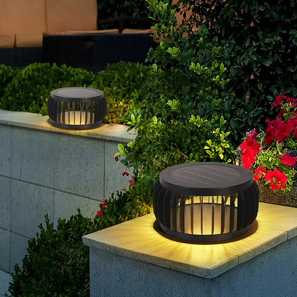 Contemporary Exterior Waterproof Solar Three-color Dimming LED Garden Lamp Post Light, Outdoor Wall Light, detail 6