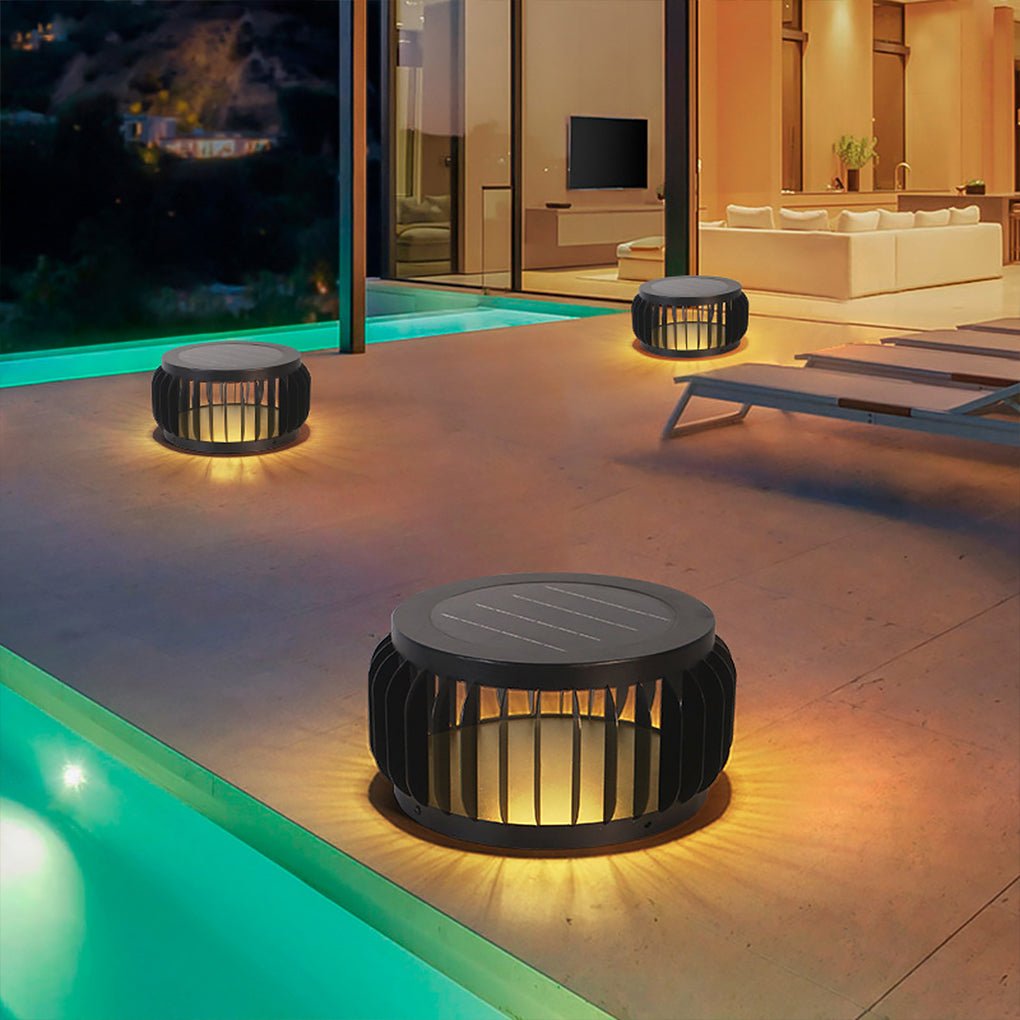 Contemporary Exterior Waterproof Solar Three-color Dimming LED Garden Lamp Post Light, Outdoor Wall Light, detail 4