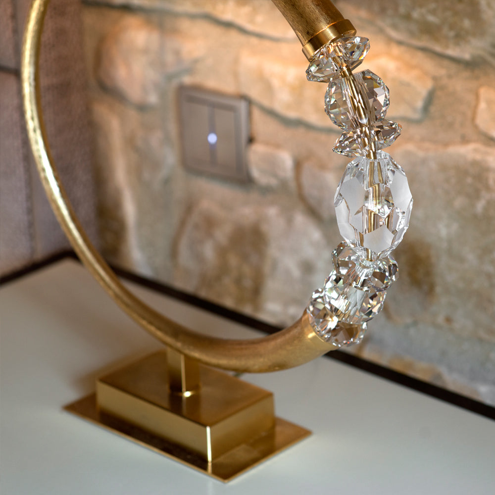 Contemporary Crystal Gold Table Light, Bedside Table Lamp, detail 2