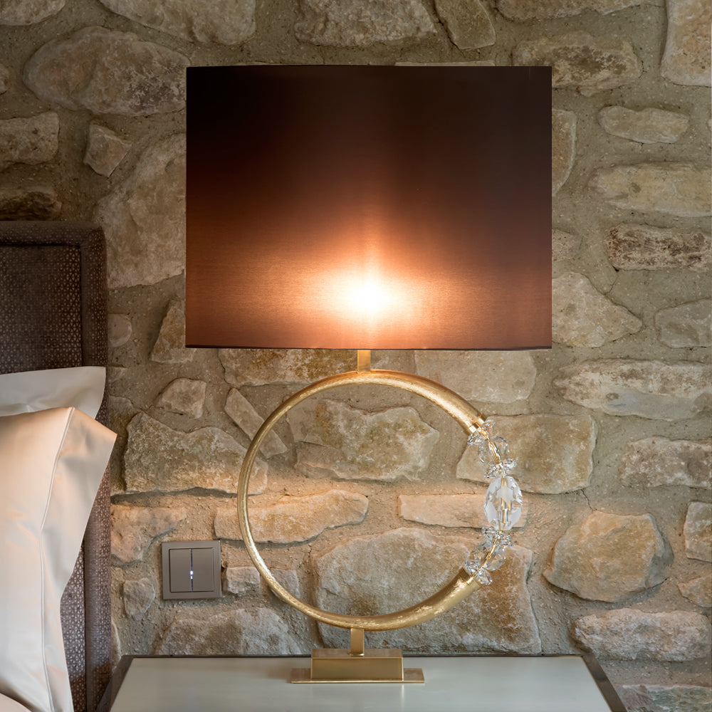 Contemporary Crystal Gold Table Light, Bedside Table Lamp, height 91 cm