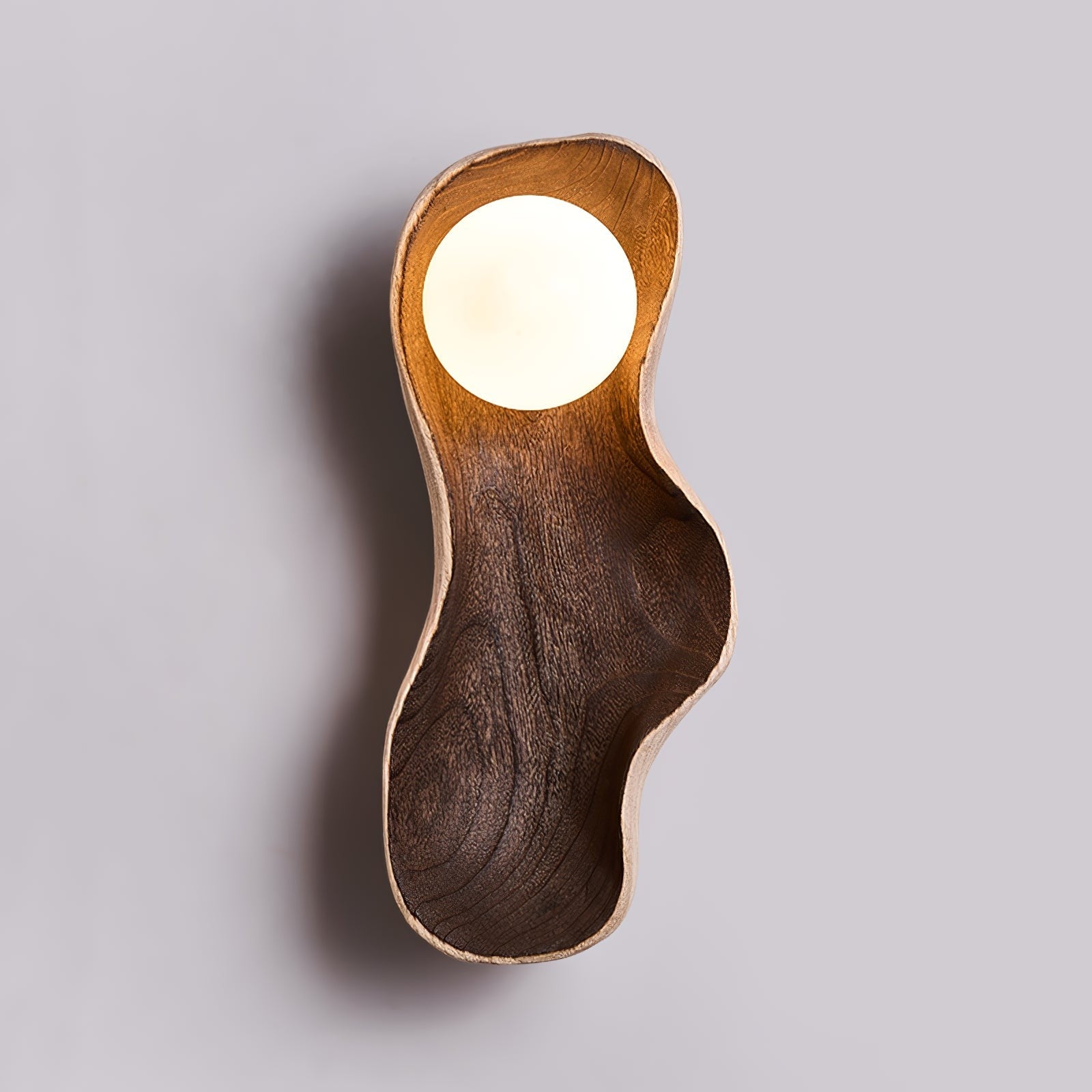 Natura Dual Orb Wooden Wall Light, Hardwired Wall Sconce, 1-light ∅ 5.9″ x H 15.4″