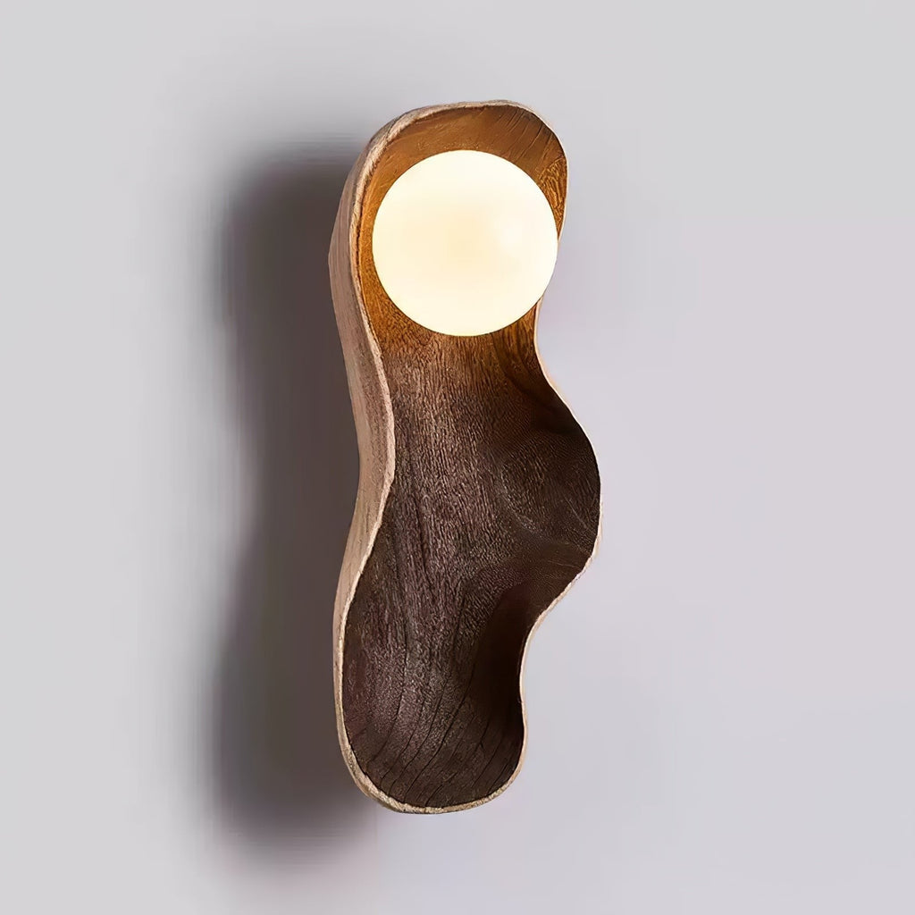 Natura Dual Orb Wooden Wall Light, Hardwired Wall Sconce, detail 11
