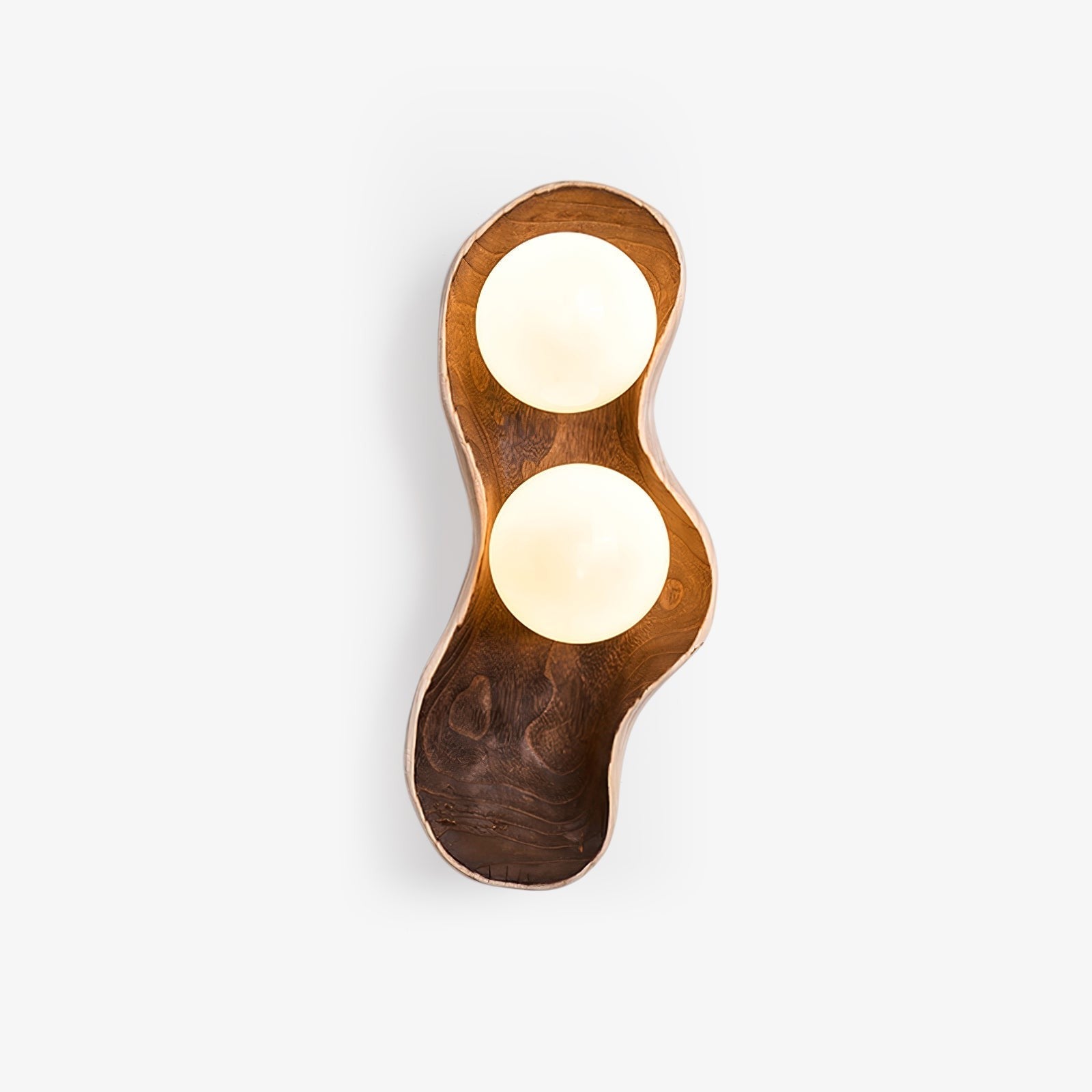 Natura Dual Orb Wooden Wall Light, Hardwired Wall Sconce, detail 3
