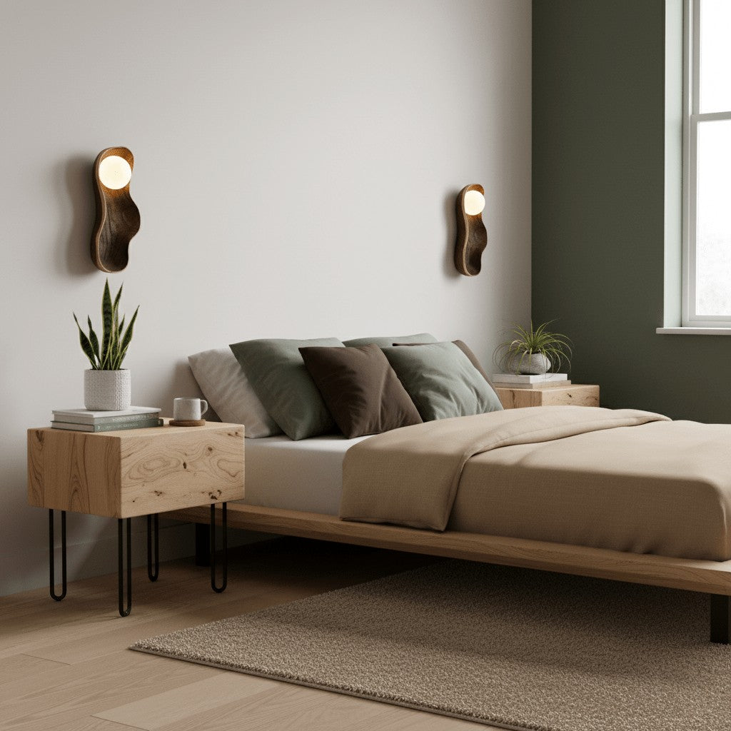 Natura Dual Orb Wooden Wall Light, Hardwired Wall Sconce, detail 7