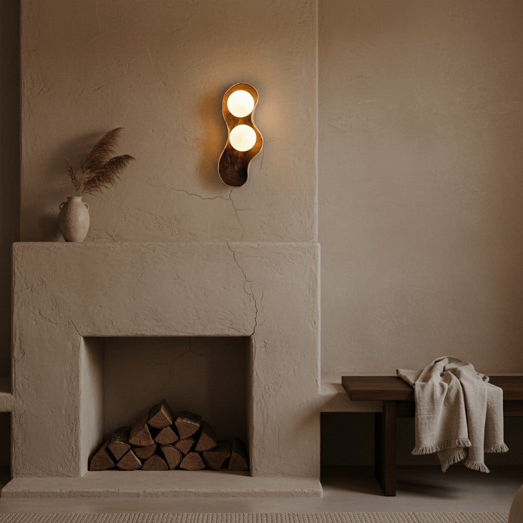 Natura Dual Orb Wooden Wall Light, Hardwired Wall Sconce, detail 8