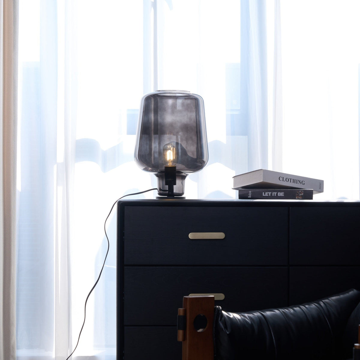 Noctra Glass Lantern Table Light, Bedside Table Lamp, detail 31