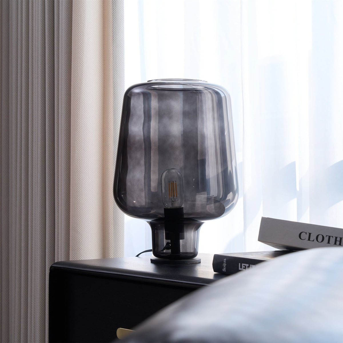 Noctra Glass Lantern Table Light, Bedside Table Lamp, detail 36