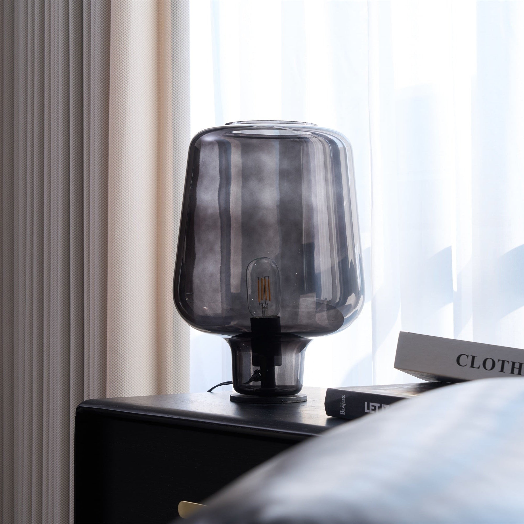 Noctra Glass Lantern Table Light, Bedside Table Lamp, detail 36