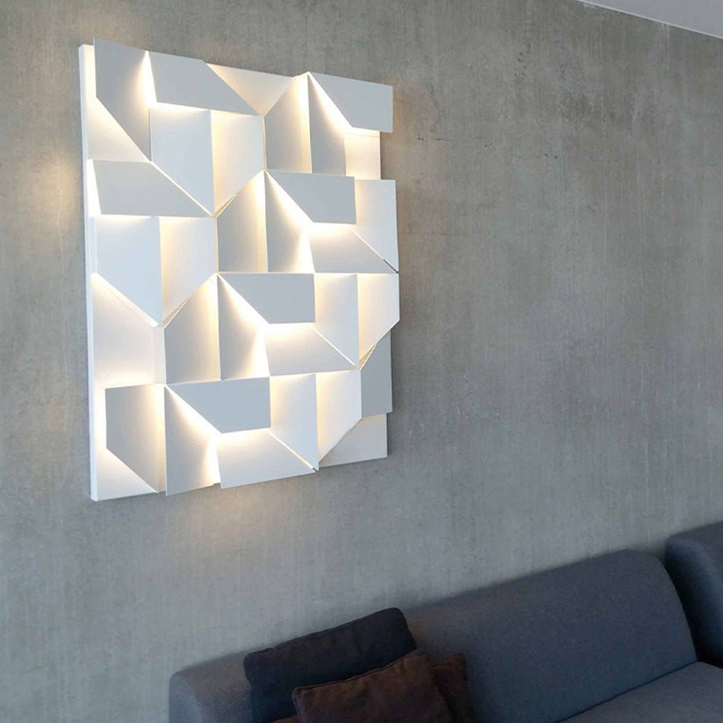 Nordic Clean-Lined Art Geometric Design Stepless Dimming LED Wall Light for Living Room, Bedroom Wall Sconce, 17.71" W x 5.91" H