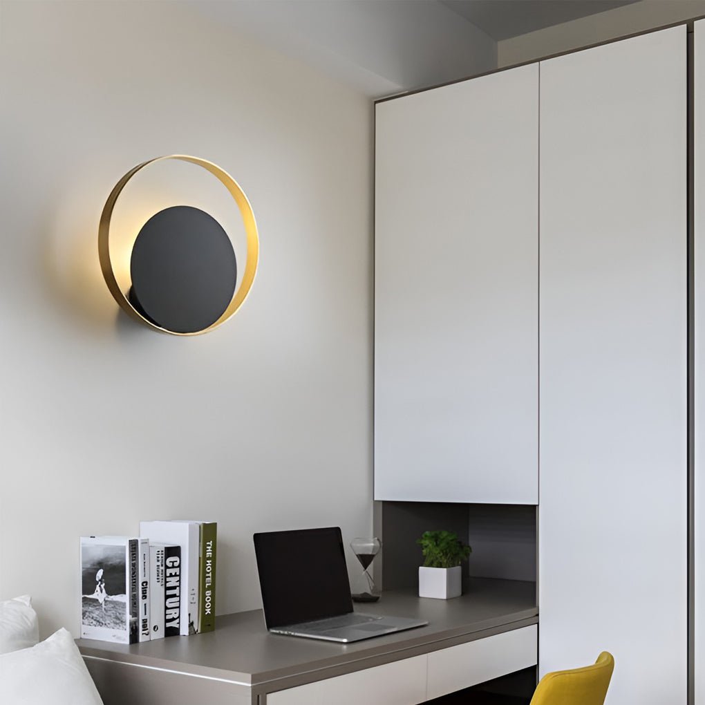 Nordic Clean-Lined LED Sconce Creative Circular Wall Light Wall Fixtures Wall Fixtures for Bedroom, Bedroom Wall Sconce, detail 4
