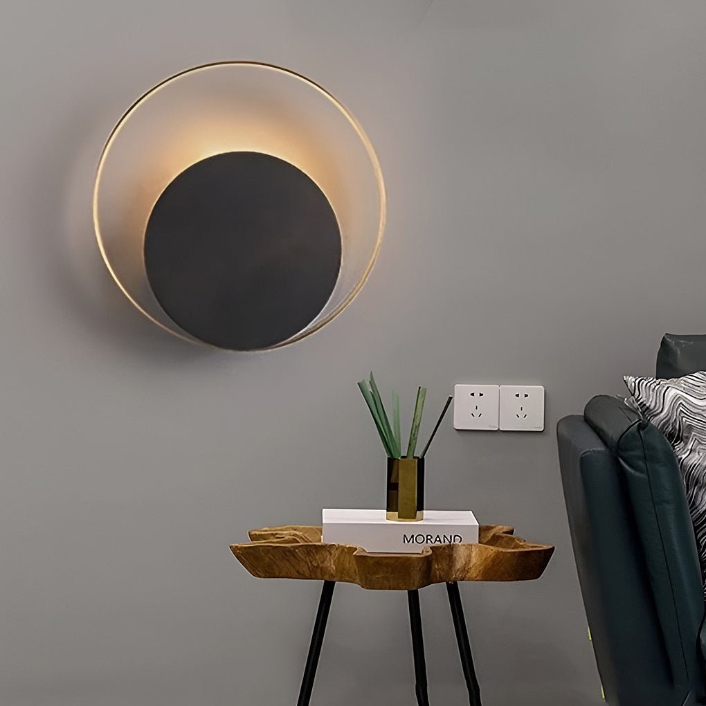 Nordic Clean-Lined LED Sconce Creative Circular Wall Light Wall Fixtures Wall Fixtures for Bedroom, Bedroom Wall Sconce, detail 3