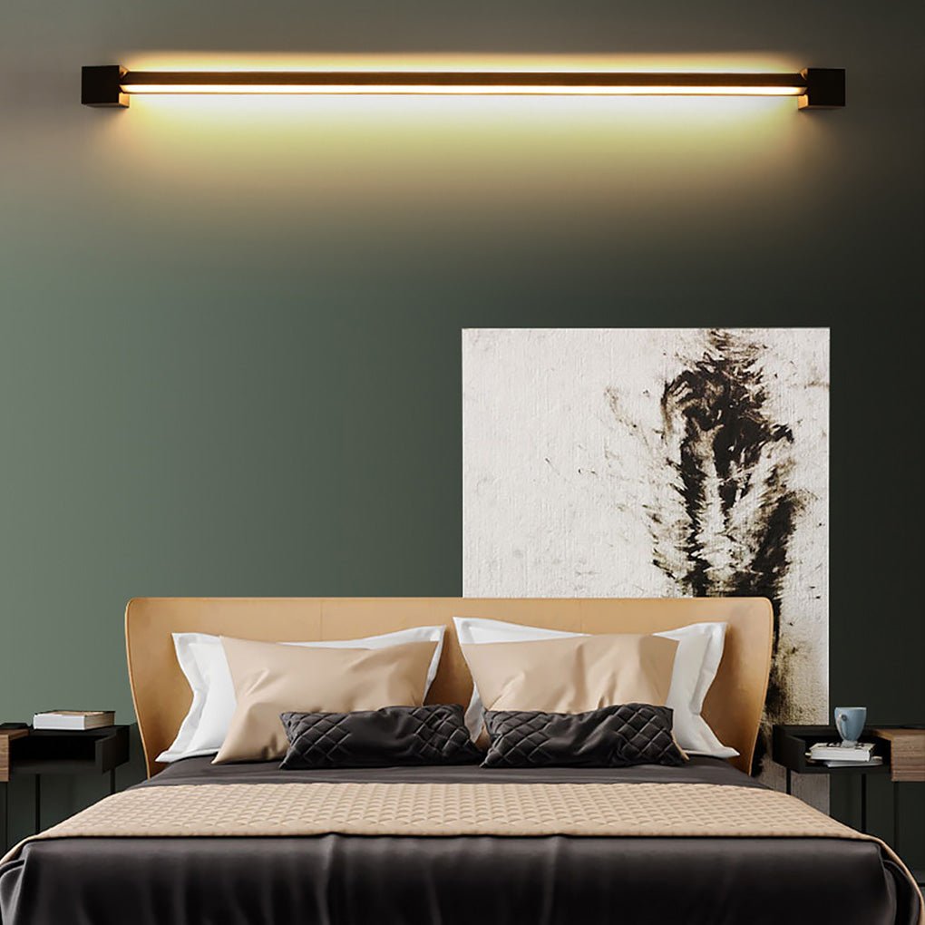 Nordic Ultra-thin Long Strip LED Bedside Background Wall Rotatable Wall Light, Hardwired Wall Sconce, Aluminum + acrylic, 19"