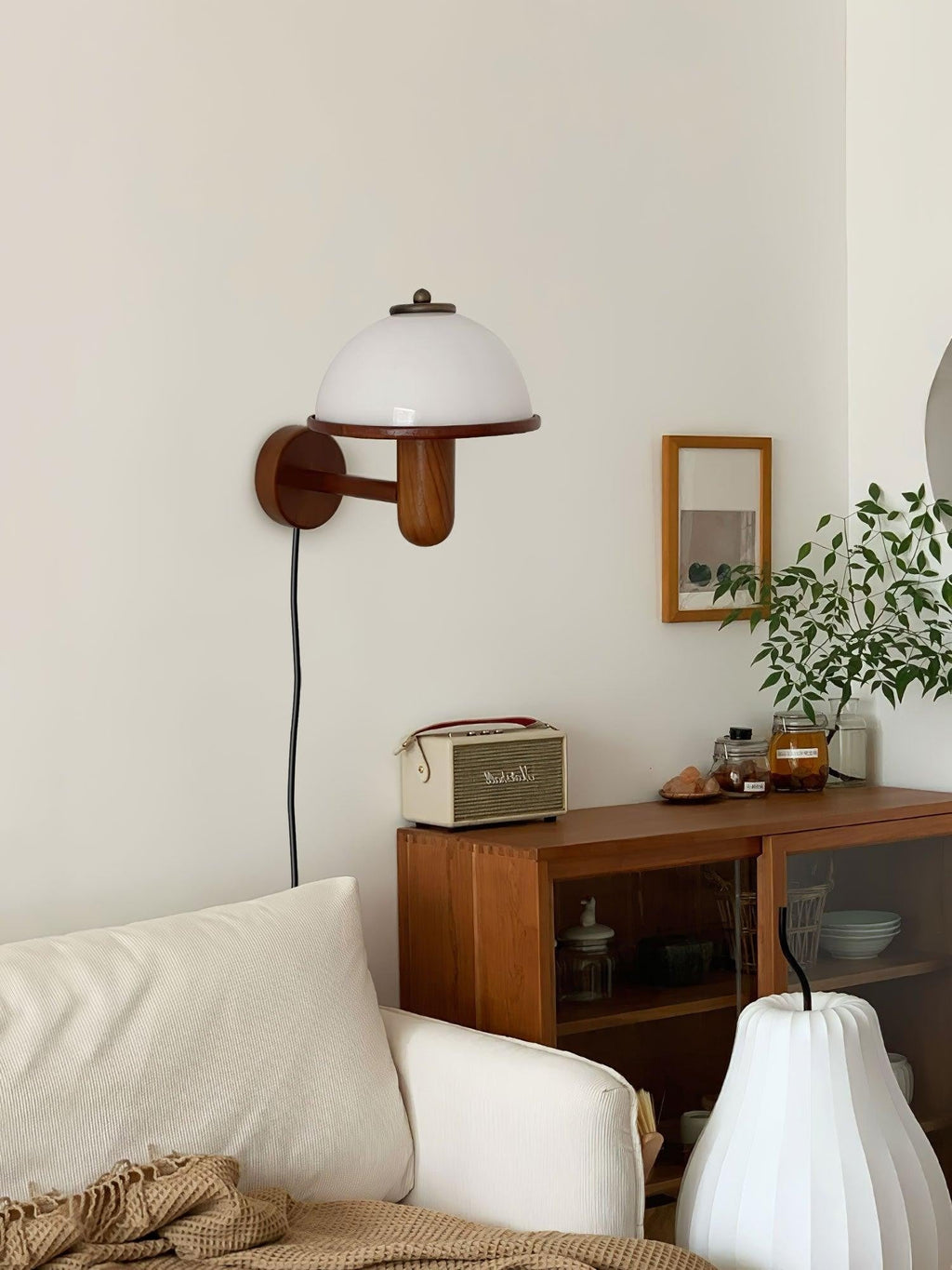 Oak Mushroom Wall Light, Plug-In Wall Sconce, detail 26