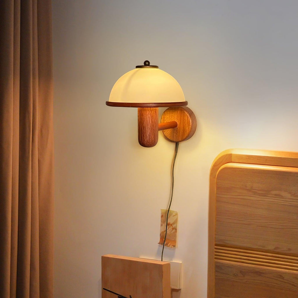 Oak Mushroom Wall Light, Plug-In Wall Sconce, detail 2