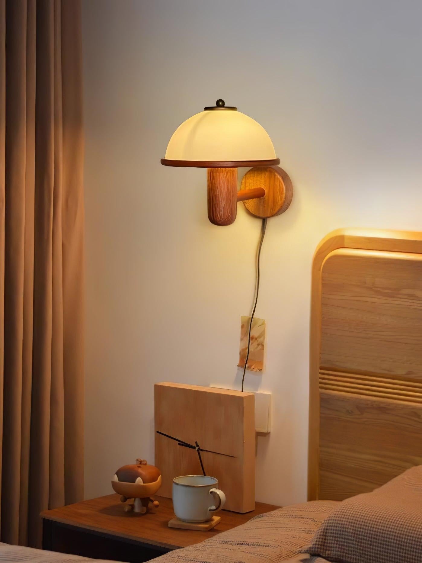 Oak Mushroom Wall Light, Plug-In Wall Sconce, detail 32