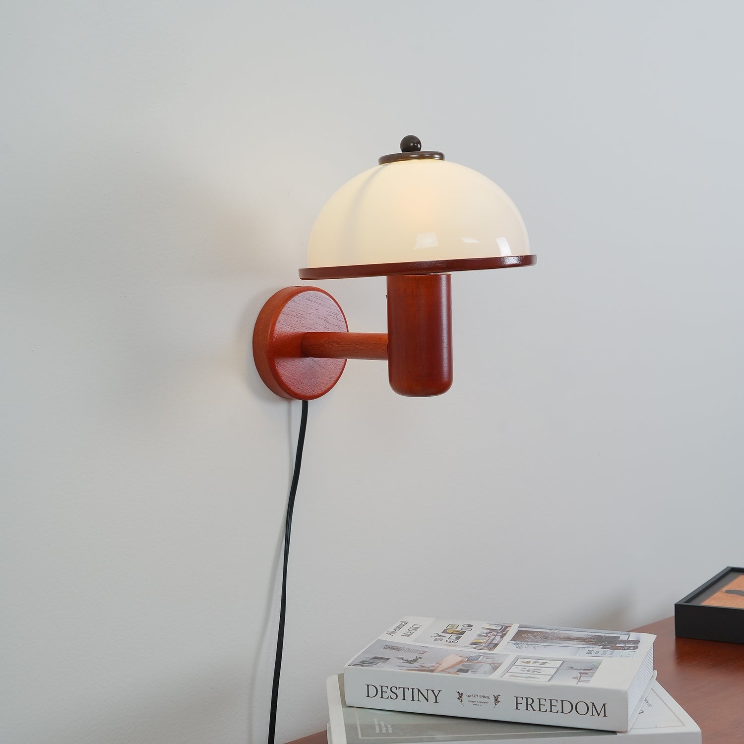 Oak Mushroom Wall Light, Plug-In Wall Sconce, detail 5