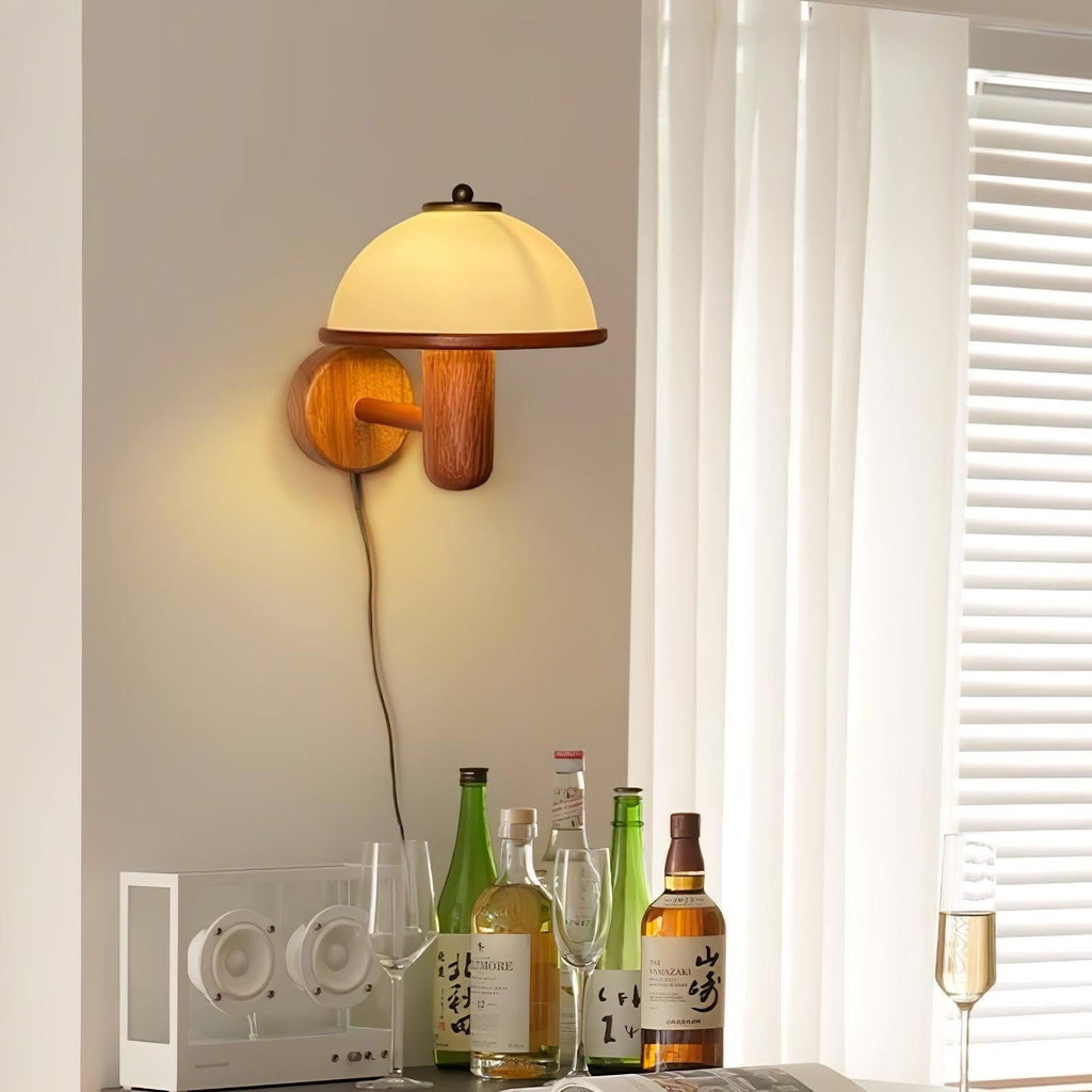 Oak Mushroom Wall Light, Plug-In Wall Sconce, detail 9