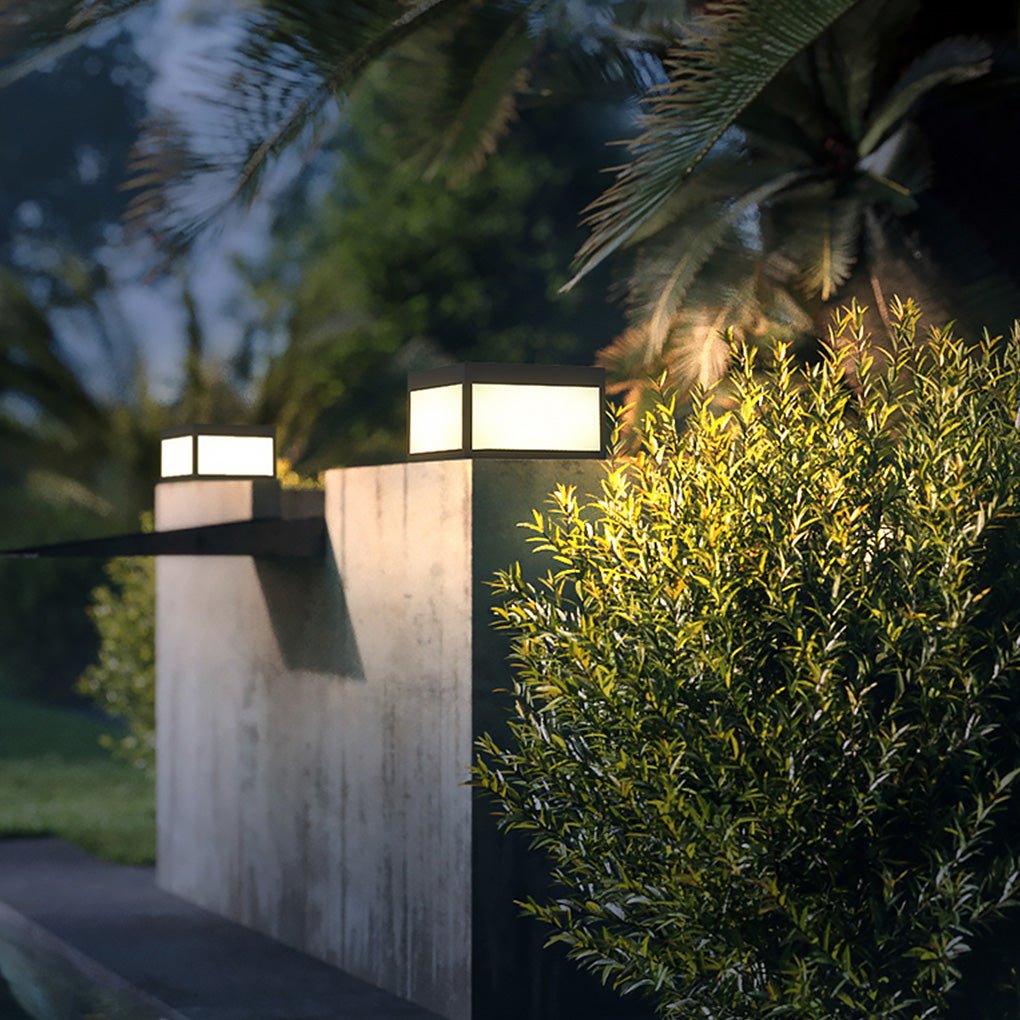 Black Square Cube Exterior Post LED Pier Mount Light, Outdoor Wall Light, detail 9
