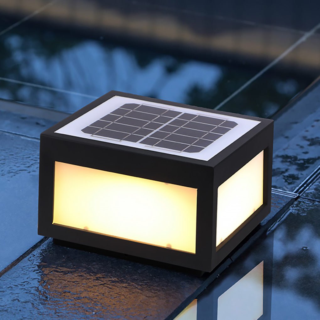 Black Square Cube Exterior Post LED Pier Mount Light, Outdoor Wall Light, detail 6