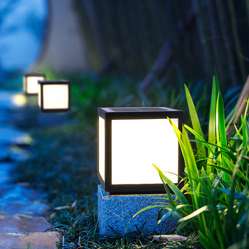 Black Square Cube Exterior Post LED Pier Mount Light, Outdoor Wall Light, detail 2