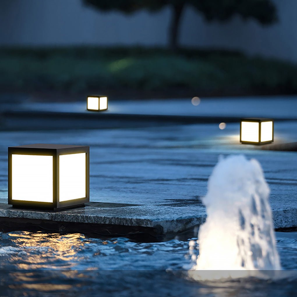 Black Square Cube Exterior Post LED Pier Mount Light, Outdoor Wall Light, detail 8