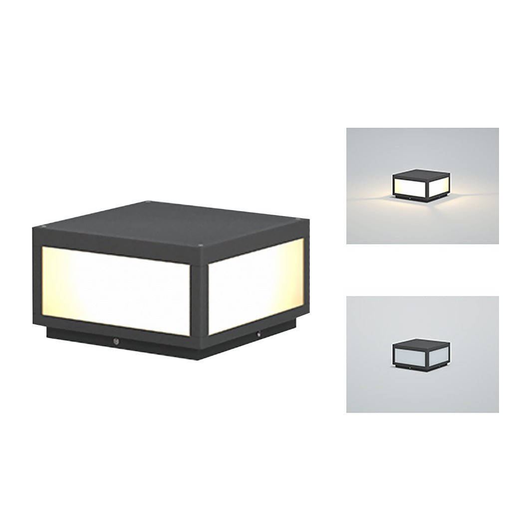 Black Square Cube Exterior Post LED Pier Mount Light, Outdoor Wall Light, detail 18